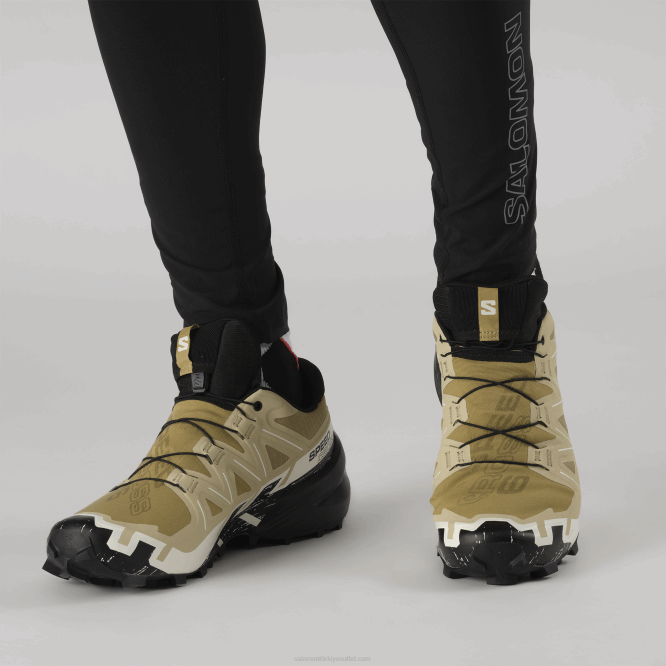 SalomonLF4H1466 erkek patika koşu ayakkabısı - speedcross 6 gore-tex deniz yosunu/siyah/vanilyalı buz