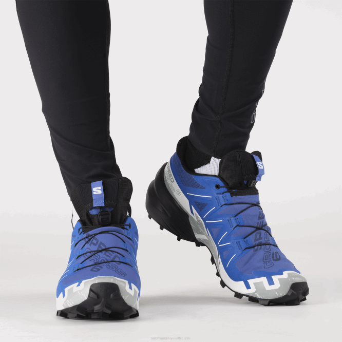 SalomonLF4H1467 erkek patika koşu ayakkabısı - speedcross 6 gore-tex deniz mavisi/siyah/beyaz