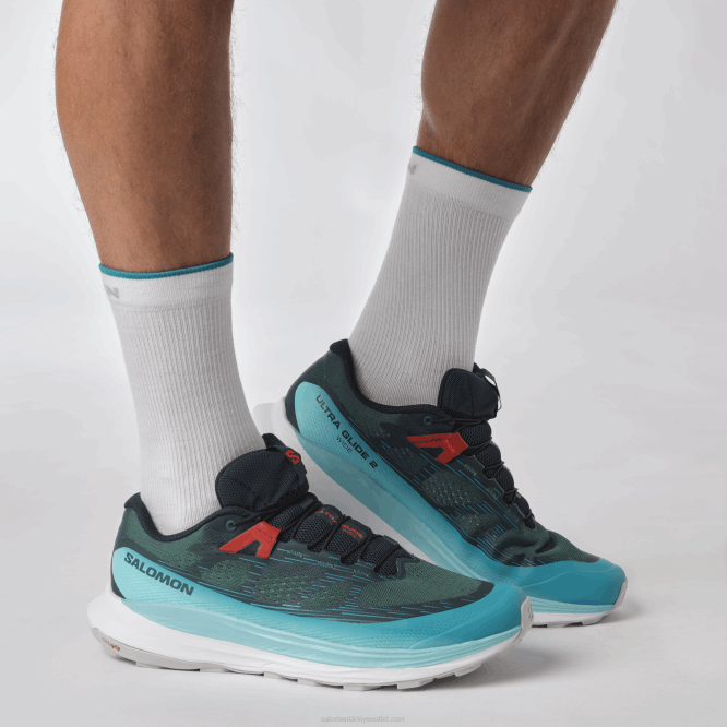 SalomonLF4H1469 erkek patika koşu ayakkabısı - ultra glide 2 geniş derin atlantik/mavi parlaklık/ateş kırmızısı