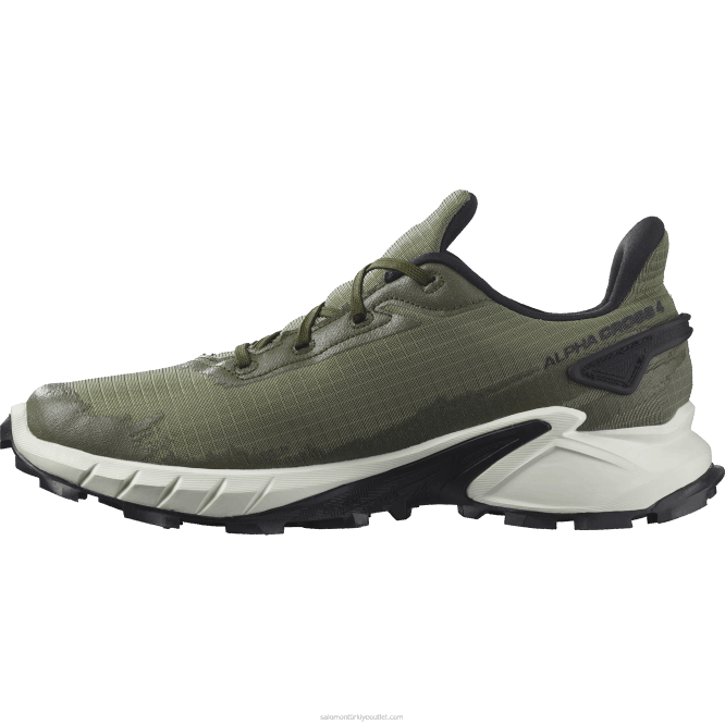 SalomonLF4H1476 erkek patika koşu ayakkabısı - alphacross 4 gore-tex derin liken yeşili/vanilyalı buz/zeytin gecesi
