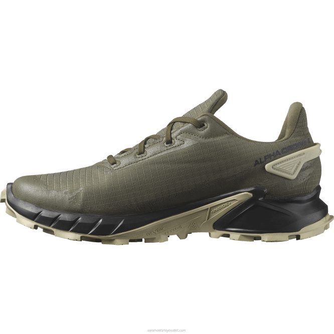 SalomonLF4H1477 erkek patika koşu ayakkabısı - alphacross 4 gore-tex zeytin gecesi/siyah/yosun grisi