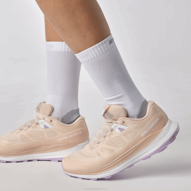 SalomonLF4H1492 Kadın arazi koşu ayakkabısı - ultra glide 2 ihale şeftali/orkide çiçek/beyaz