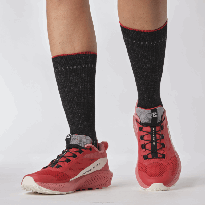 SalomonLF4H1498 Kadın arazi koşu ayakkabısı - sense ride 5 çay gülü/ateş kırmızısı/vanilyalı buz