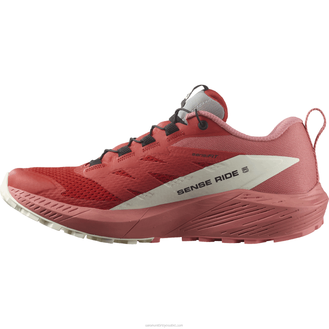 SalomonLF4H1498 Kadın arazi koşu ayakkabısı - sense ride 5 çay gülü/ateş kırmızısı/vanilyalı buz