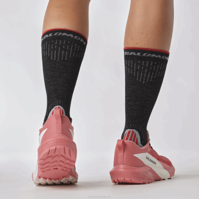 SalomonLF4H1498 Kadın arazi koşu ayakkabısı - sense ride 5 çay gülü/ateş kırmızısı/vanilyalı buz