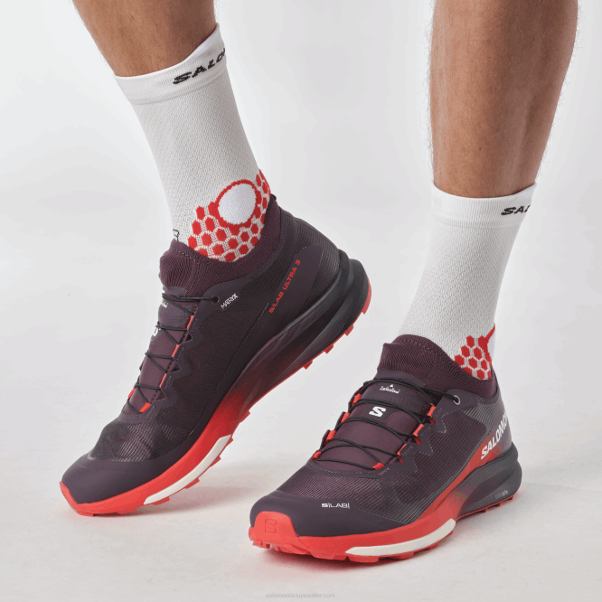 SalomonLF4H1508 Kadın arazi koşu ayakkabısı - s/lab ultra 3 erik mükemmel/ateş kırmızısı/beyaz