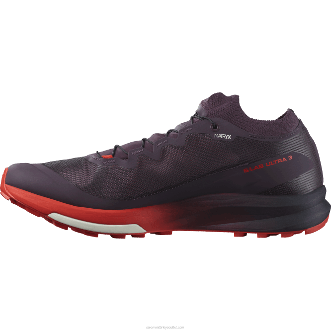 SalomonLF4H1508 Kadın arazi koşu ayakkabısı - s/lab ultra 3 erik mükemmel/ateş kırmızısı/beyaz