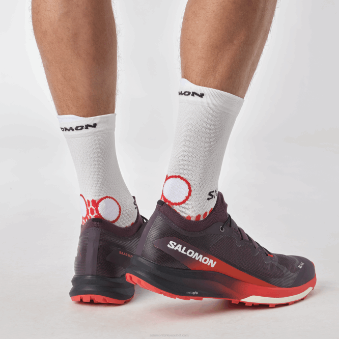 SalomonLF4H1508 Kadın arazi koşu ayakkabısı - s/lab ultra 3 erik mükemmel/ateş kırmızısı/beyaz