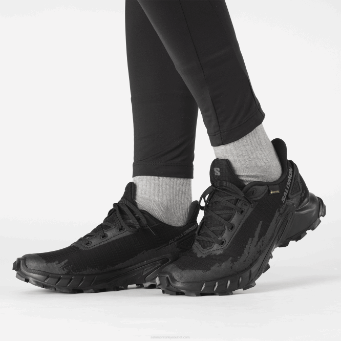 SalomonLF4H1530 kadın koşu ayakkabısı - alphacross 4 gore-tex siyah