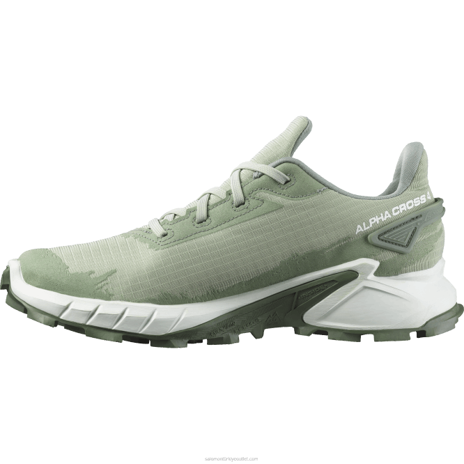 SalomonLF4H1531 kadın koşu ayakkabısı - alphacross 4 gore-tex çöl adaçayı/beyaz/defne çelengi