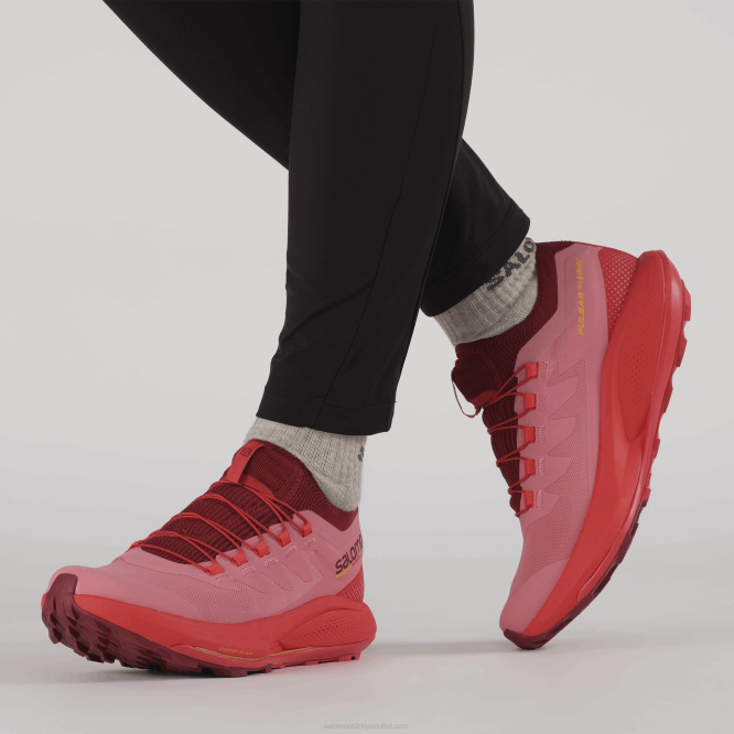 SalomonLF4H1533 kadın arazi koşu ayakkabısı - pulsar trail pro çay gülü/bisiklet kırmızısı/yanan turuncu