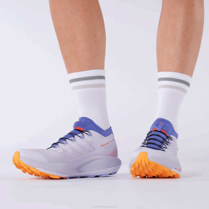 SalomonLF4H1534 kadın arazi koşu ayakkabısı - pulsar trail pro mor funda/amparo mavisi/yanan turuncu