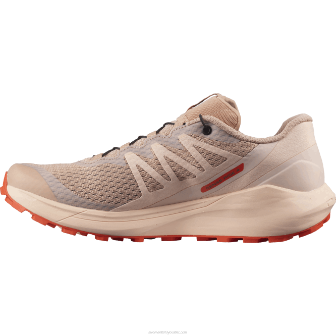 SalomonLF4H1536 Kadın arazi koşu ayakkabısı - sense ride 4 sirocco/şeftali keskin/kırmızı turuncu