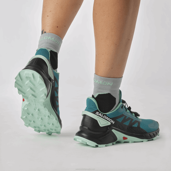 SalomonLF4H1544 Kadın arazi koşu ayakkabısı - supercross 4 liman mavisi/siyah/yucca