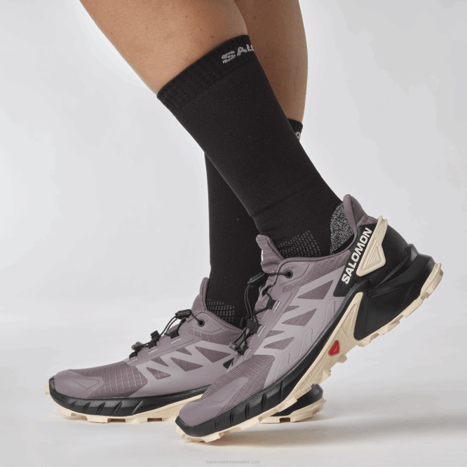 SalomonLF4H1545 Kadın arazi koşu ayakkabısı - supercross 4 ay manzarası/siyah/yumuşak şeftali