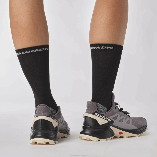 SalomonLF4H1545 Kadın arazi koşu ayakkabısı - supercross 4 ay manzarası/siyah/yumuşak şeftali