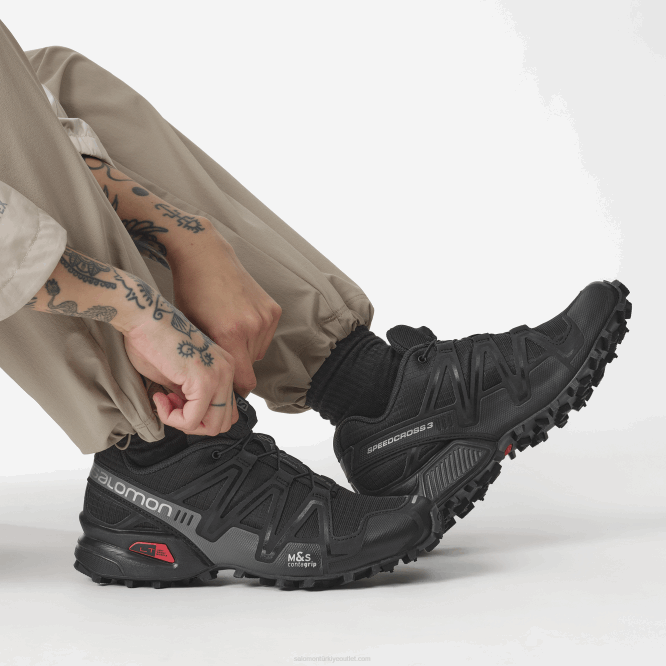 SalomonLF4H179 erkek spor ayakkabı - speedcross 3 siyah/sessiz gölge