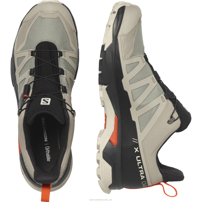 SalomonLF4H18 erkek yürüyüş ayakkabısı - x ultra 4 gore-tex eski haki/siyah/kiraz domates