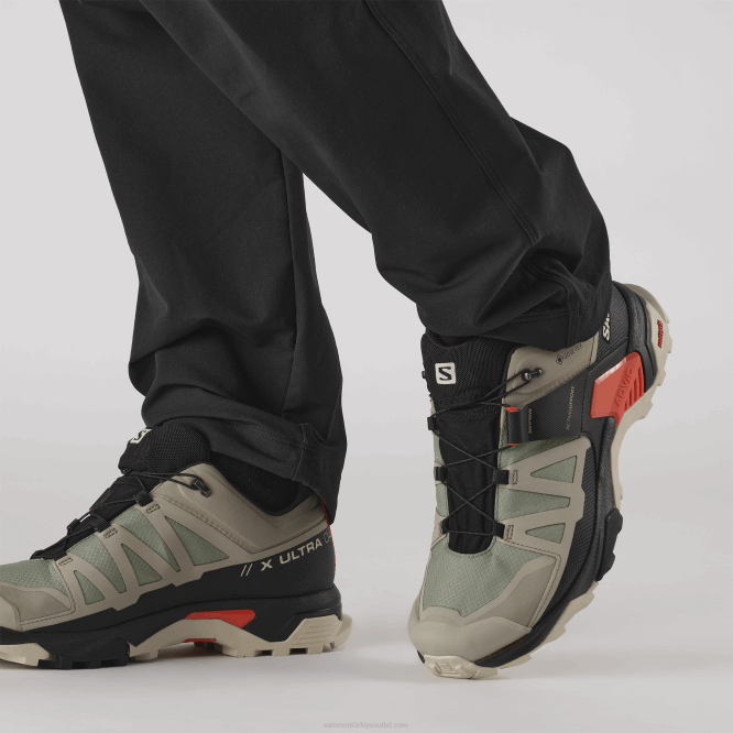 SalomonLF4H18 erkek yürüyüş ayakkabısı - x ultra 4 gore-tex eski haki/siyah/kiraz domates