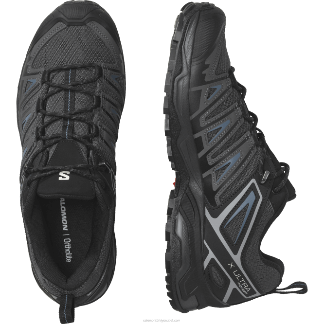 SalomonLF4H21 erkek yürüyüş ayakkabısı - x ultra pioneer aero siyah/abanoz/mavi küller