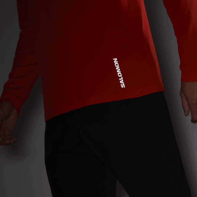 SalomonLF4H231 erkek uzun kollu tişört - sense aero seamless ateşli kırmızı