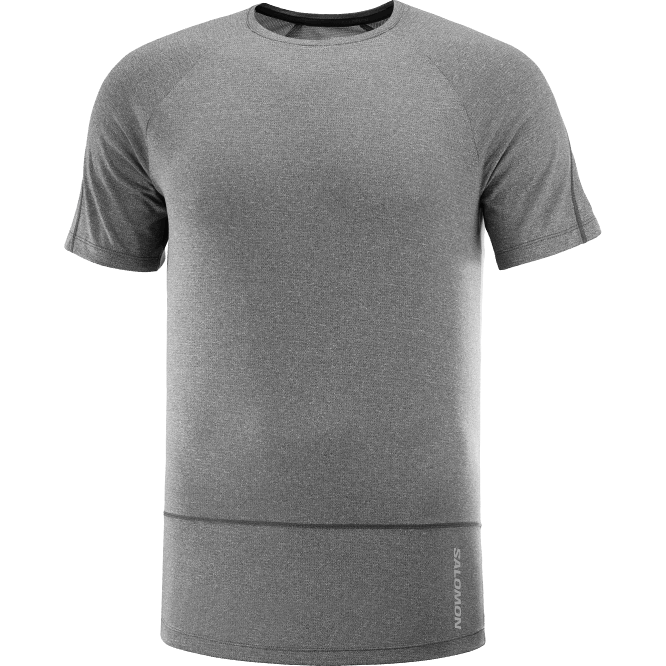 SalomonLF4H232 kısa kollu erkek tişörtü - çapraz koşu derin siyah/melanj