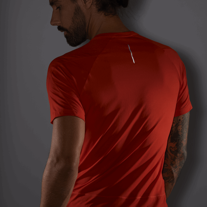 SalomonLF4H233 kısa kollu erkek tişörtü - çapraz koşu ateşli kırmızı