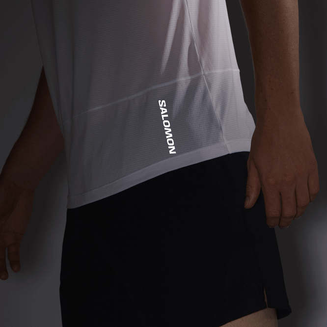 SalomonLF4H234 kısa kollu erkek tişörtü - çapraz koşu beyaz