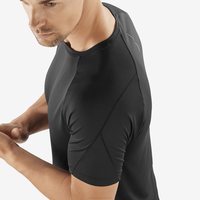 SalomonLF4H238 kısa kollu erkek tişörtü - çapraz koşu koyu siyah