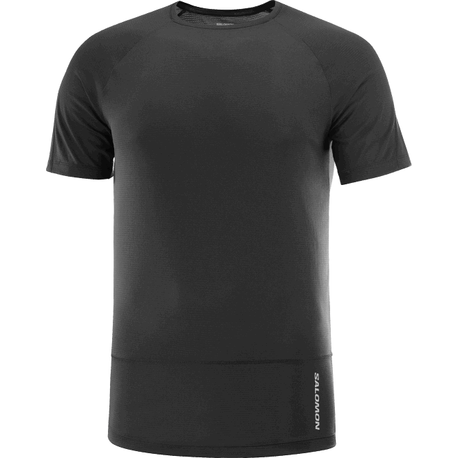 SalomonLF4H238 kısa kollu erkek tişörtü - çapraz koşu koyu siyah