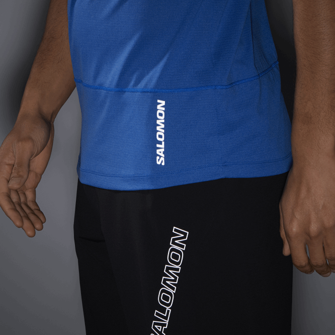 SalomonLF4H240 kısa kollu erkek tişörtü - çapraz koşu deniz mavisi