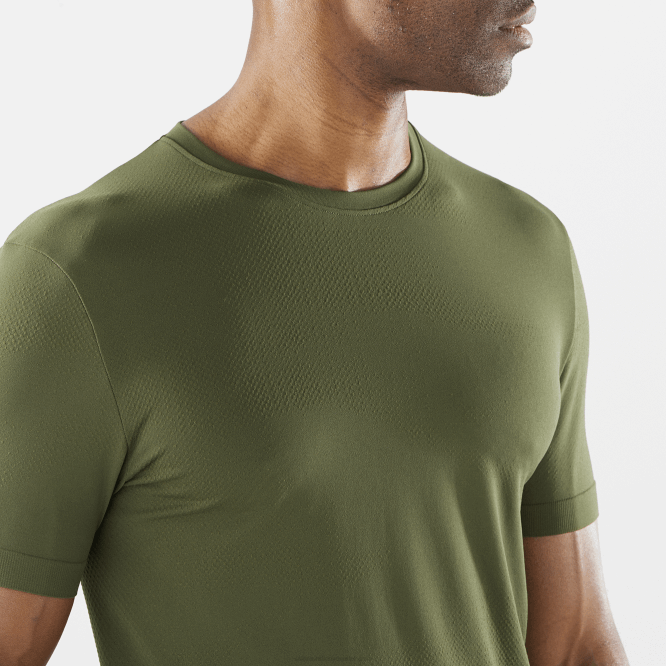 SalomonLF4H246 erkek kısa kollu tişört - temel dikişsiz üzüm yaprağı/orman gecesi