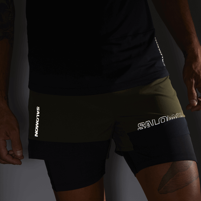 SalomonLF4H278 erkek şortu - çapraz 2\si 1 arada üzüm yaprağı/koyu siyah