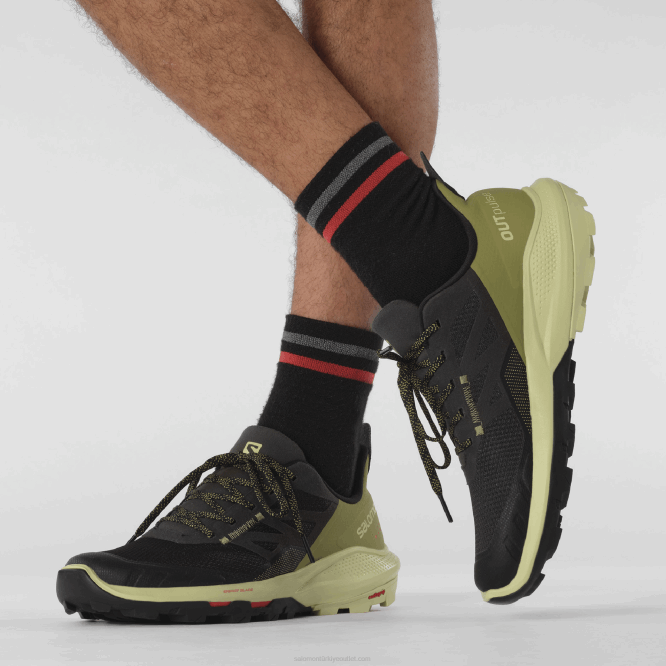 SalomonLF4H28 erkek yürüyüş ayakkabısı - outpulse siyah/pırasa yeşili/haşhaş kırmızısı