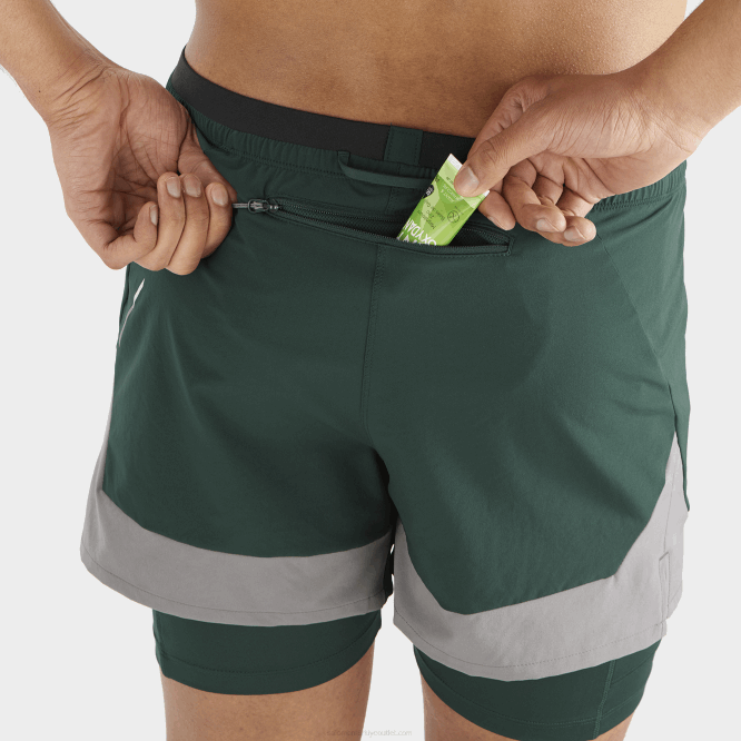 SalomonLF4H282 erkek şortu - çapraz 2\si 1 arada ponderosa çamı/sessiz gölge