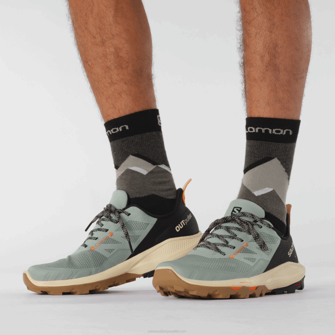 SalomonLF4H29 erkek yürüyüş ayakkabısı - outpulse ferforje/ağartılmış kum/canlı turuncu