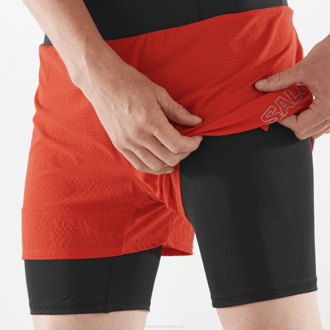 SalomonLF4H293 erkek şortu - sense aero 2\si 1 arada ateşli kırmızı