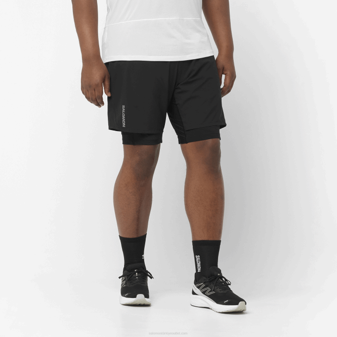 SalomonLF4H300 erkek şortu - çapraz ikiz deri siyah