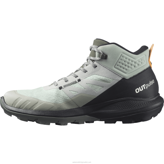 SalomonLF4H31 erkek yürüyüş botları - outpulse mid gore-tex ferforje/siyah/canlı turuncu