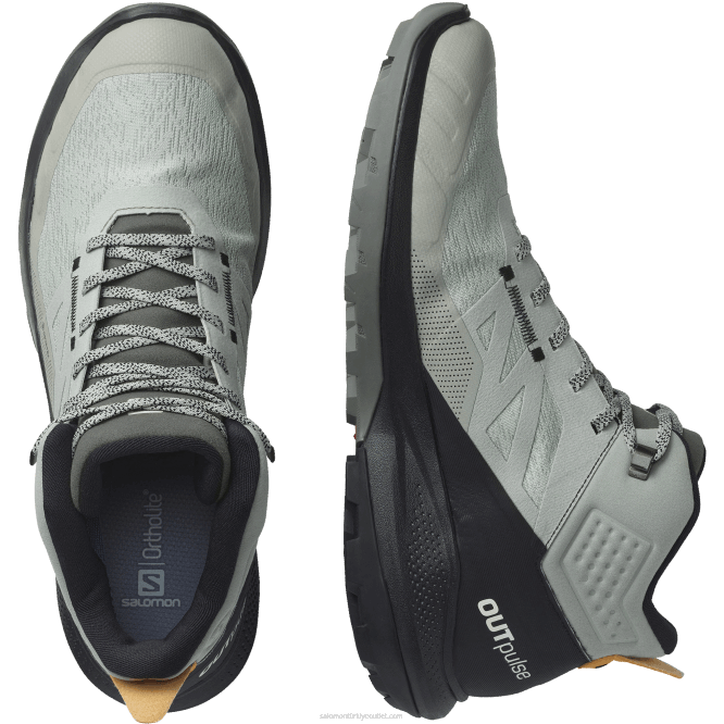 SalomonLF4H31 erkek yürüyüş botları - outpulse mid gore-tex ferforje/siyah/canlı turuncu