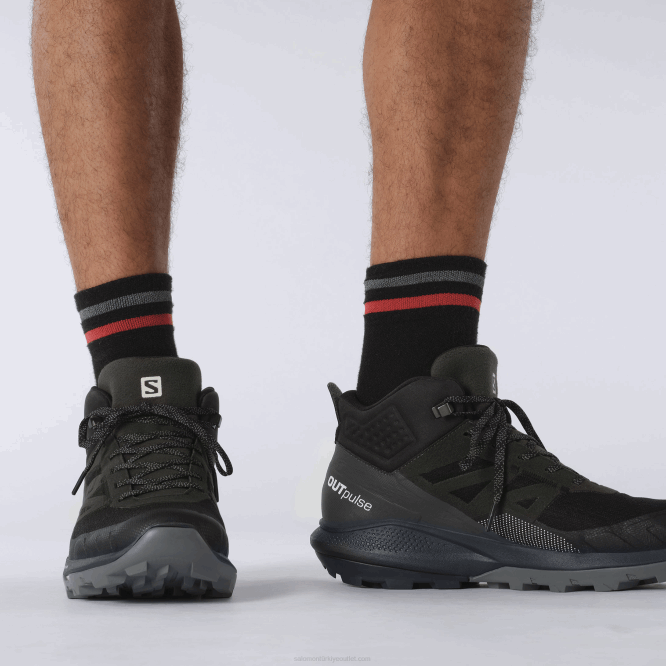 SalomonLF4H33 erkek yürüyüş botları - outpulse mid gore-tex siyah/abanoz/vanilyalı buz