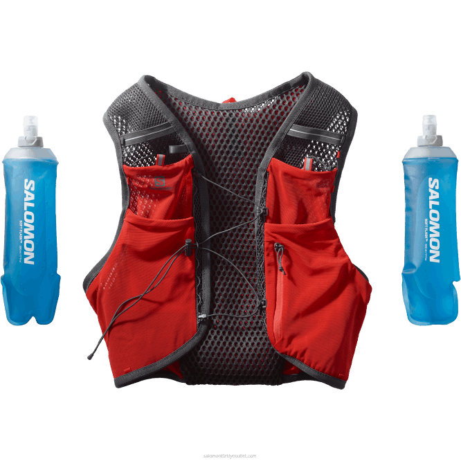 SalomonLF4H331 mataralı erkek koşu yeleği - active skin 4 ateşli kırmızı/abanoz