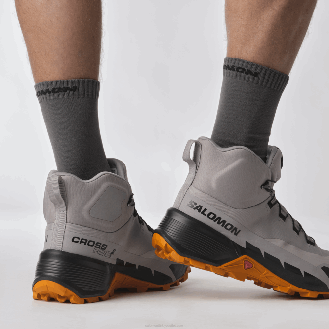 SalomonLF4H37 erkek yürüyüş botları - çapraz yürüyüş 2 mid gore-tex martı/marmelat/siyah