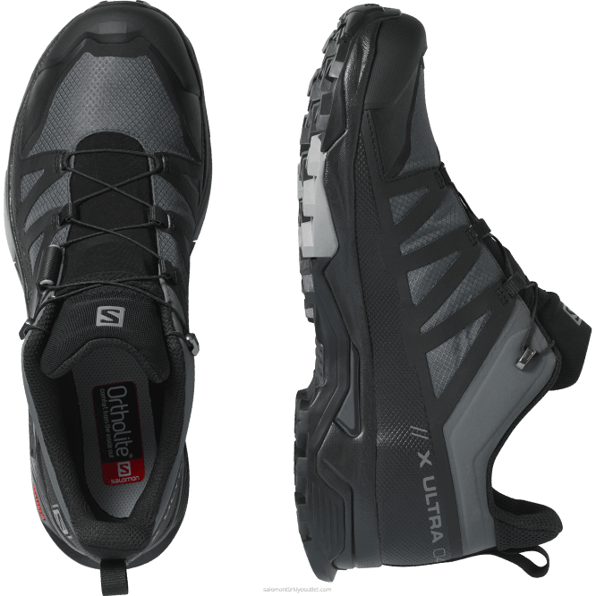 SalomonLF4H41 erkek yürüyüş ayakkabısı - x ultra 4 geniş gore-tex mıknatıs/siyah/anıt