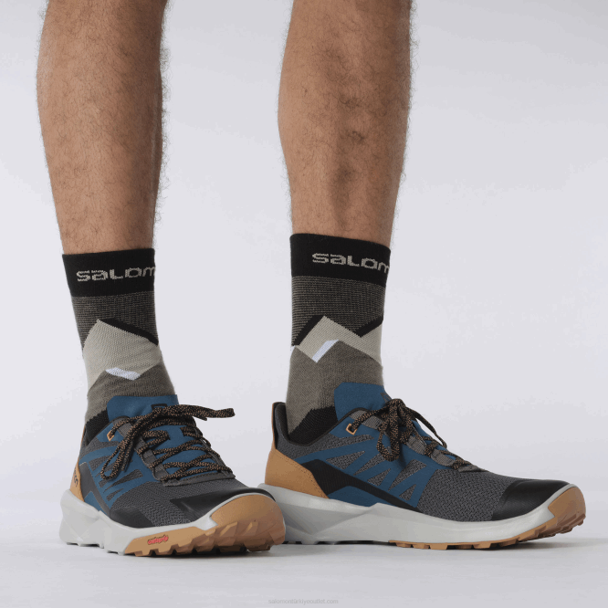 SalomonLF4H46 erkek yürüyüş ayakkabısı - devriye mıknatıs/inci mavisi/tütün kahvesi
