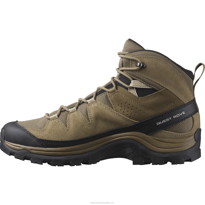 SalomonLF4H52 erkek deri yürüyüş botları - quest rove gore-tex kanguru/yosun/siyah