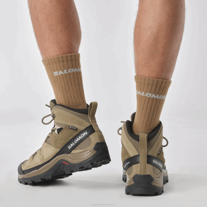 SalomonLF4H52 erkek deri yürüyüş botları - quest rove gore-tex kanguru/yosun/siyah