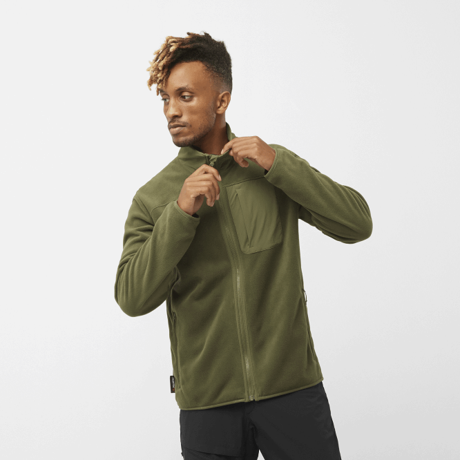 SalomonLF4H534 tam boy fermuarlı orta katman erkek ceketi - outlet polartec üzüm yaprağı