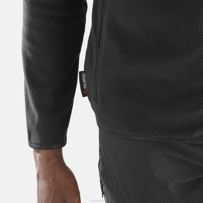 SalomonLF4H535 tam boy fermuarlı orta katman erkek ceketi - outlet polartec koyu siyah