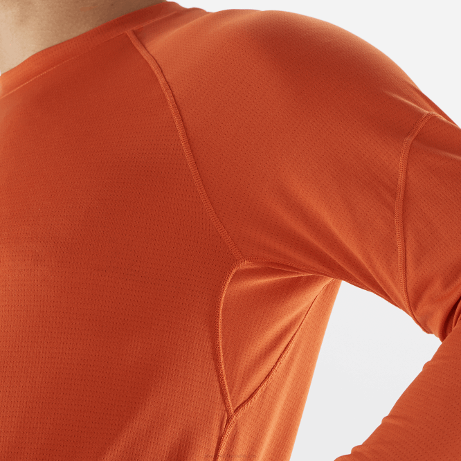 SalomonLF4H536 erkek uzun kollu tişört - çapraz çalışma yanmış aşı boyası